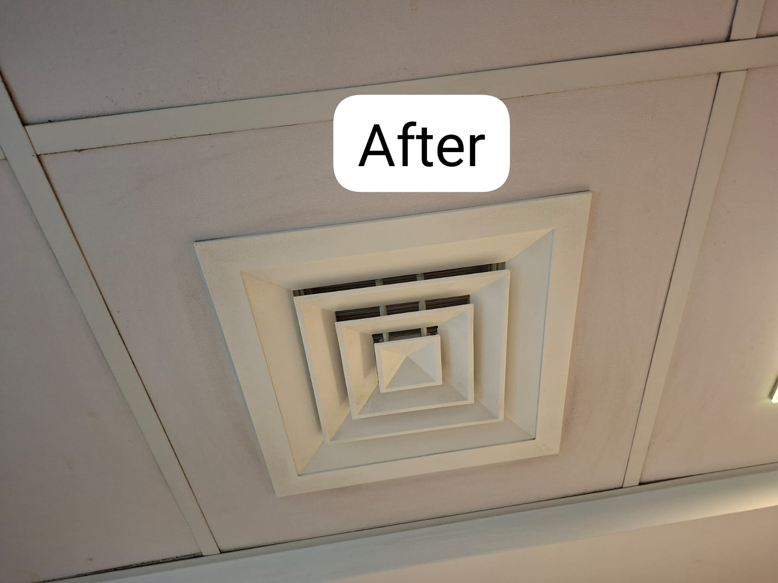 Ceiling diffuser cleaned and repainted after AC servicing
