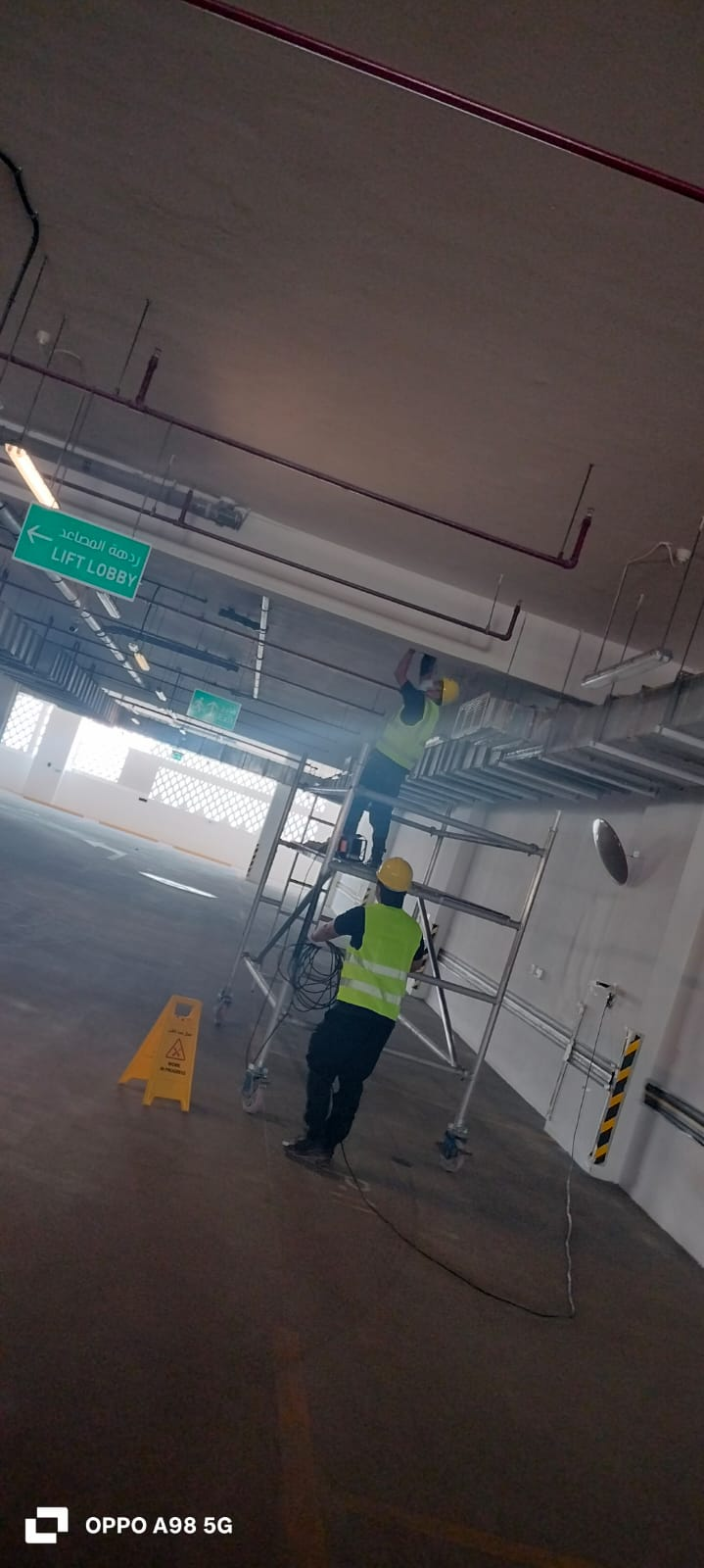 Working safely around ducting near the lift lobby