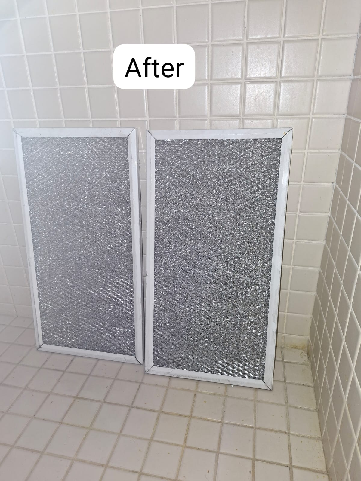 Aluminium mesh AC filters cleaned and ready for reinstallation